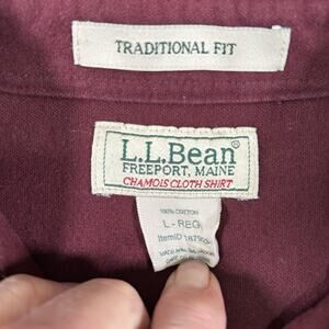 L.L.Bean Men's Size Large Chamois Burgundy Wine Long Sleeve Spread Collar Shirt
